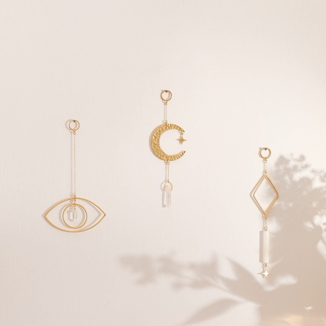 Moonglow Clear Quartz Crystal Wall Charm