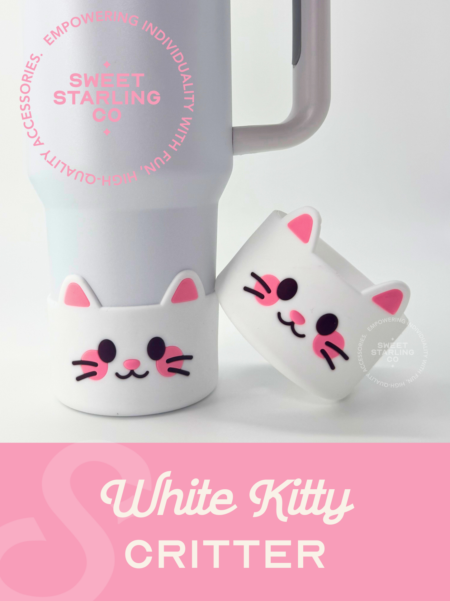 Critter Tumbler Boots: White Kitty