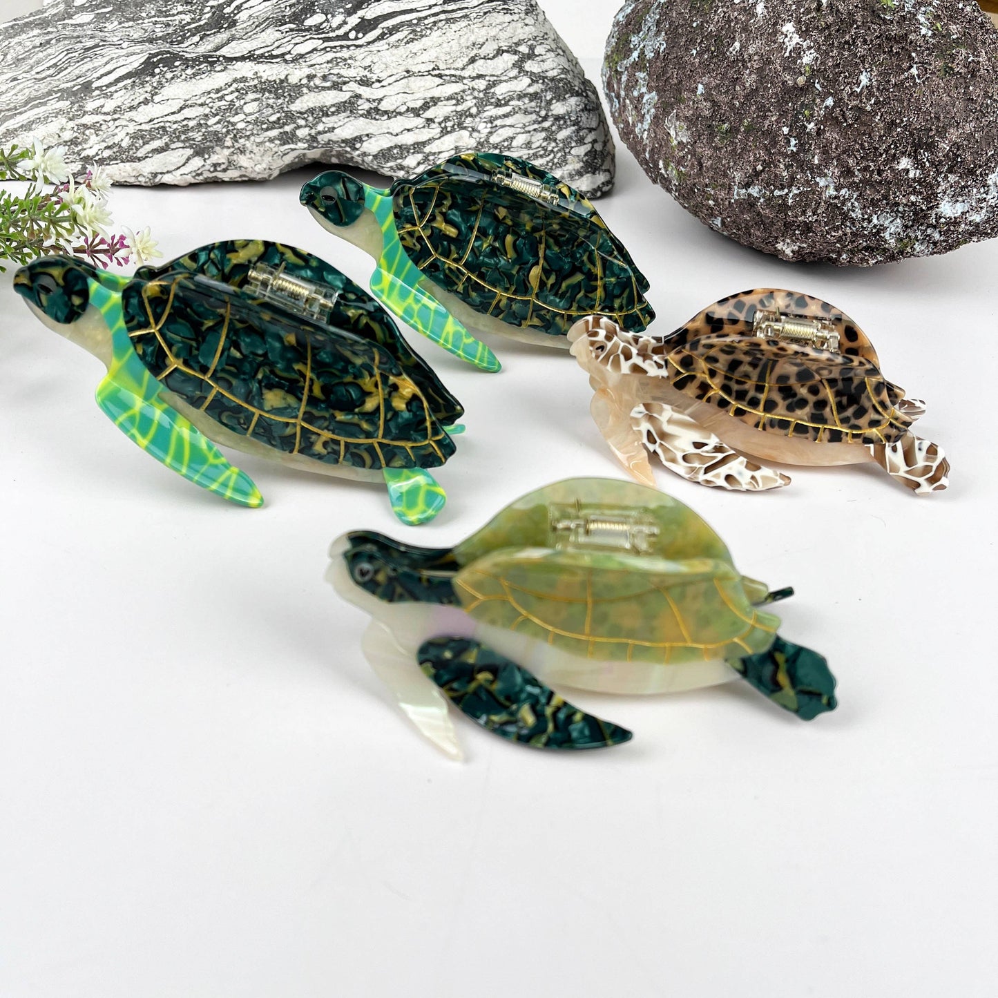 Ocean Turtle Hair Claw Clip: Green