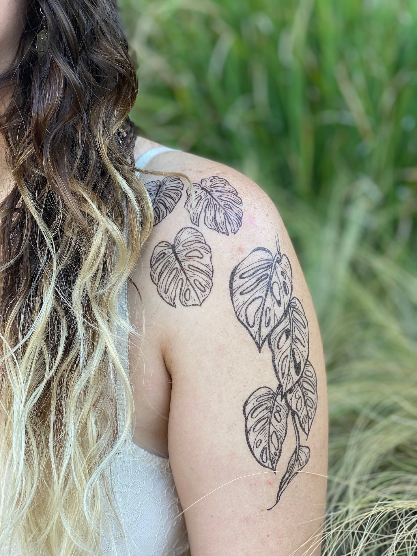 Monstera Vine Temporary Tattoo: 1-Pack
