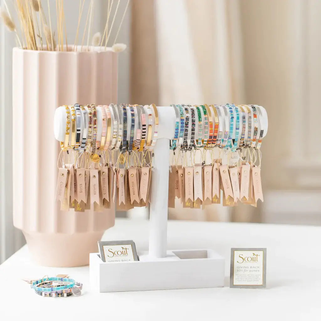 Good Karma Miyuki Bracelet | One Of A Kind - Mint/Peach/Gold