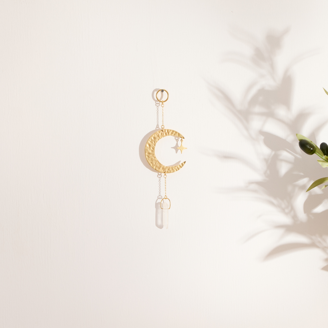 Moonglow Clear Quartz Crystal Wall Charm
