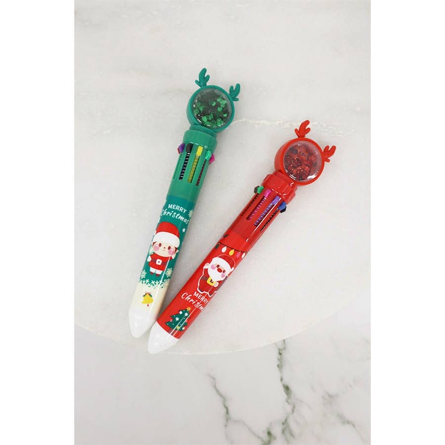 Christmas Reindeer Glitter 10 Color Pen