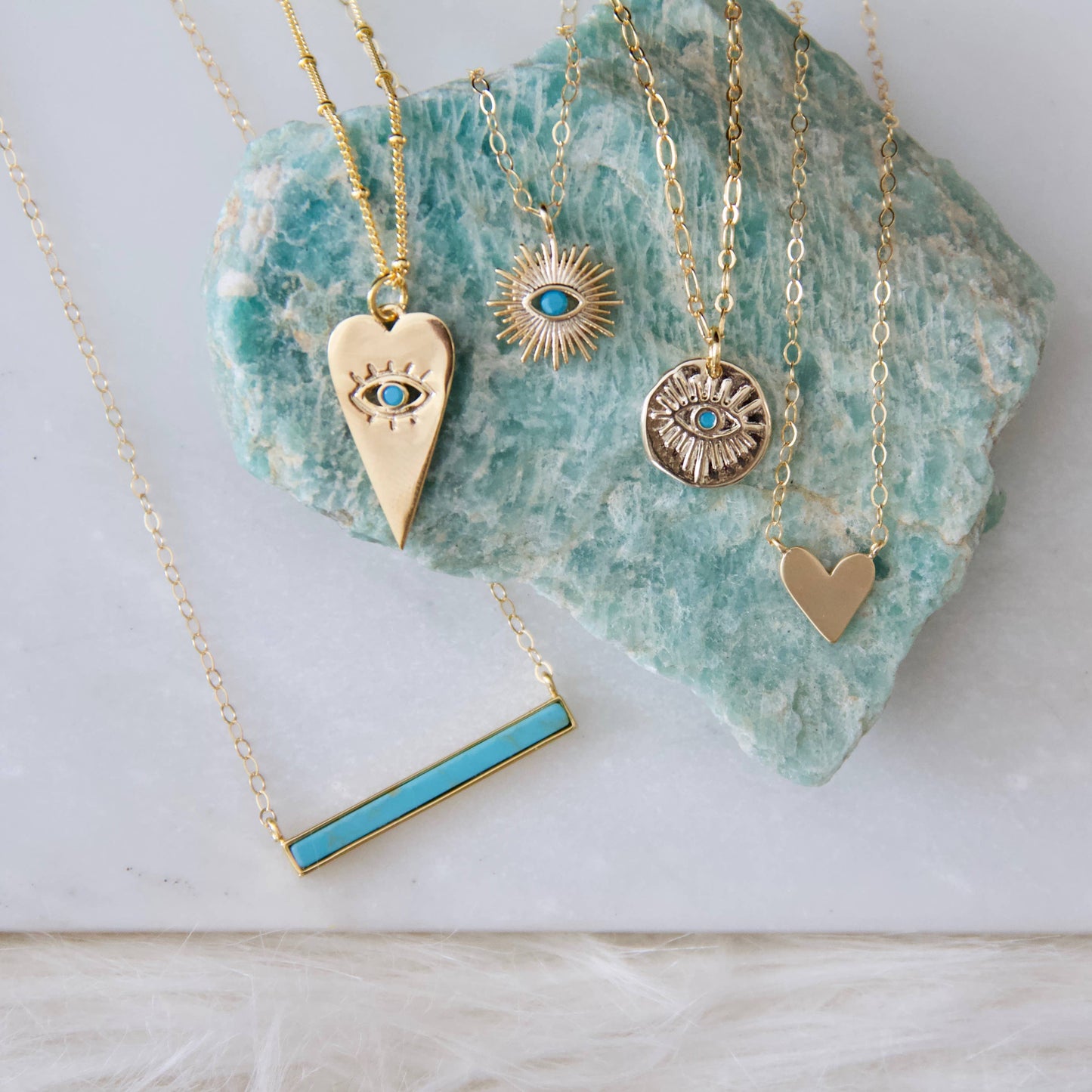 Turquoise, White Turquoise Bar Necklace: Turquoise Gold Filled / 16 inches