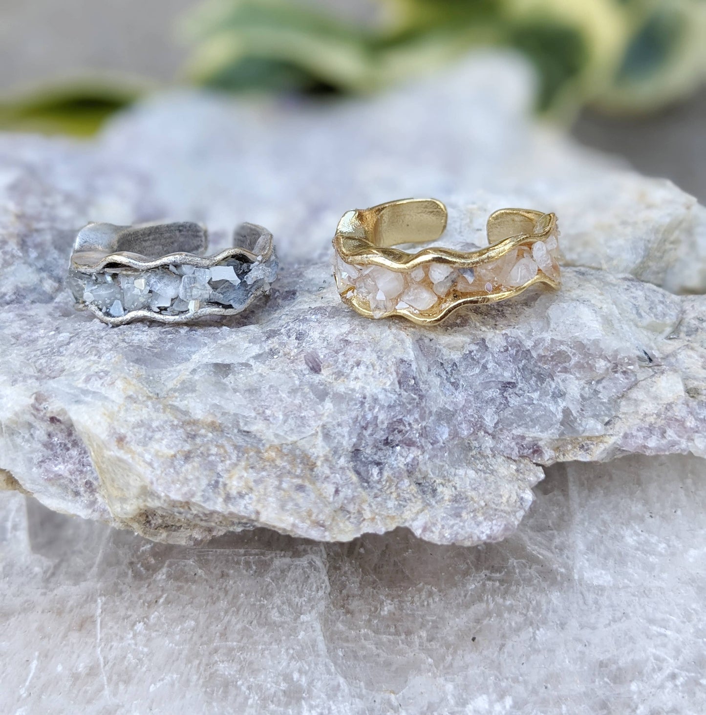 Gold Moonstone Ring: Sterling Silver Plated