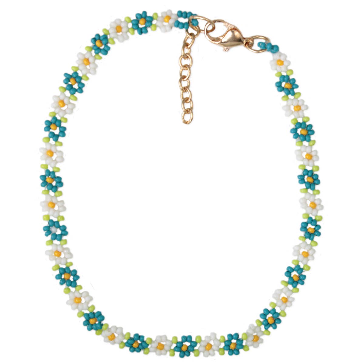 Spring Daisy Beaded Flower Anklet