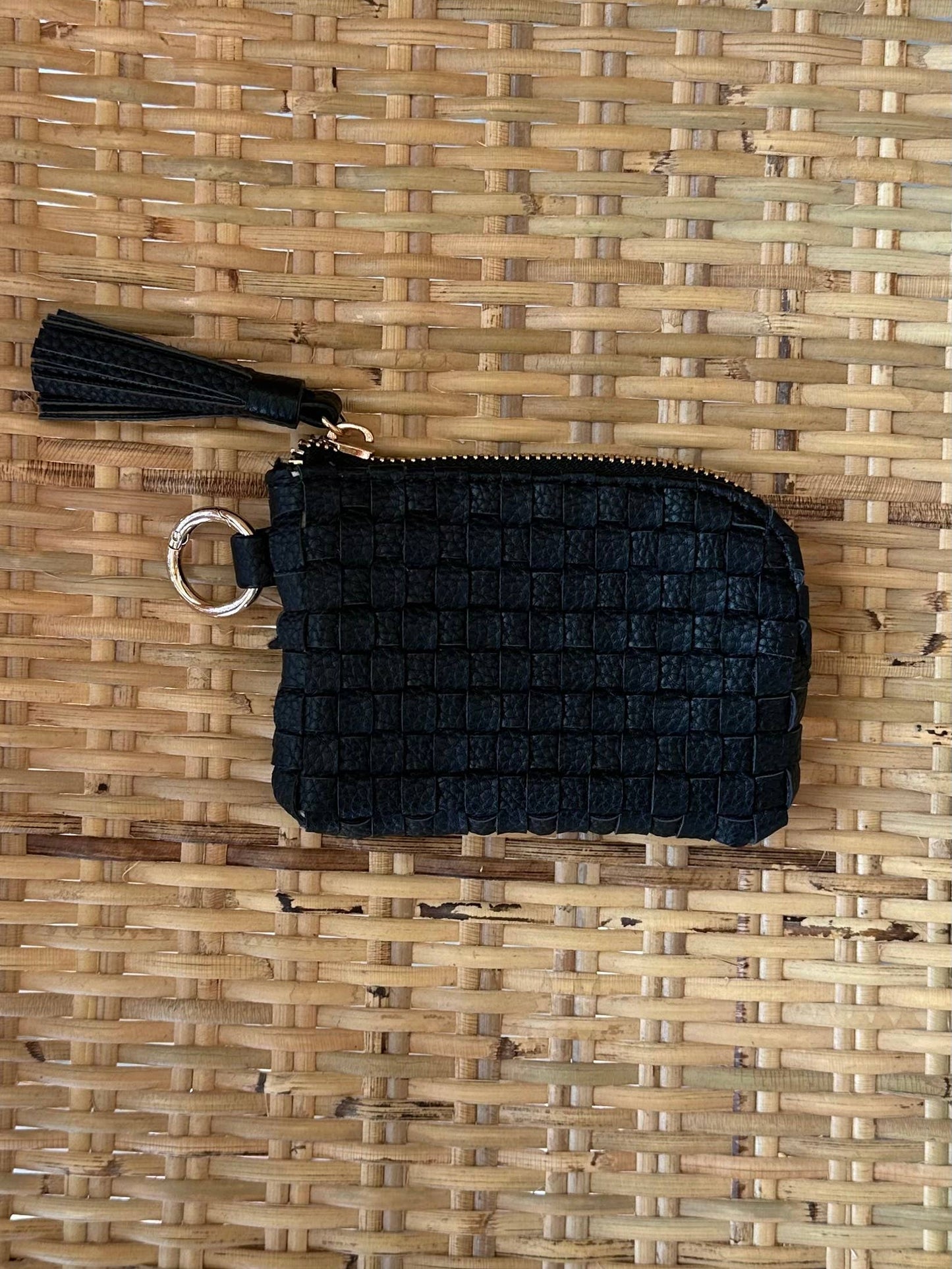 Bailey Checkered Keychain Wallet: Tan
