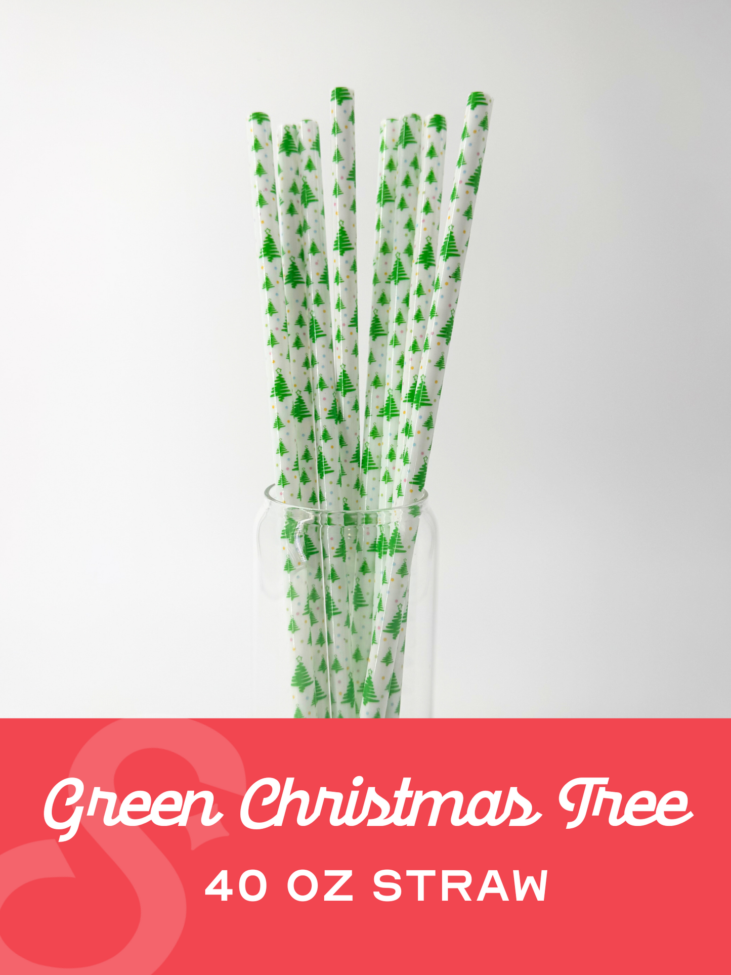 Green Christmas Trees 40 oz Reusable Straws- Wide Fit