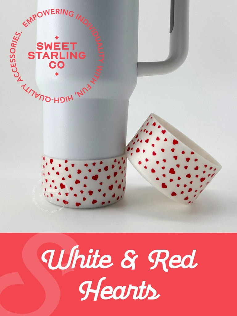 White and Red Hearts Tumbler Boots