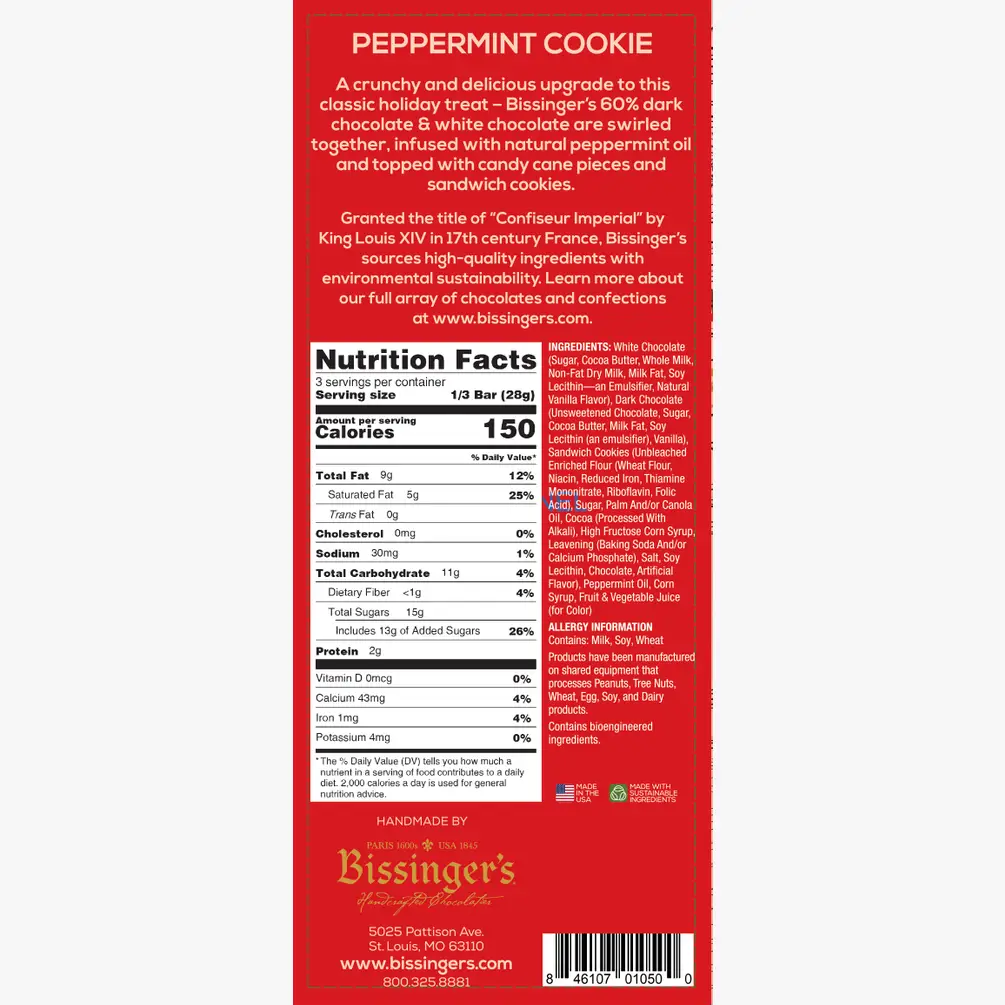 White & Dark Peppermint Cookie Bar - 3 OZ