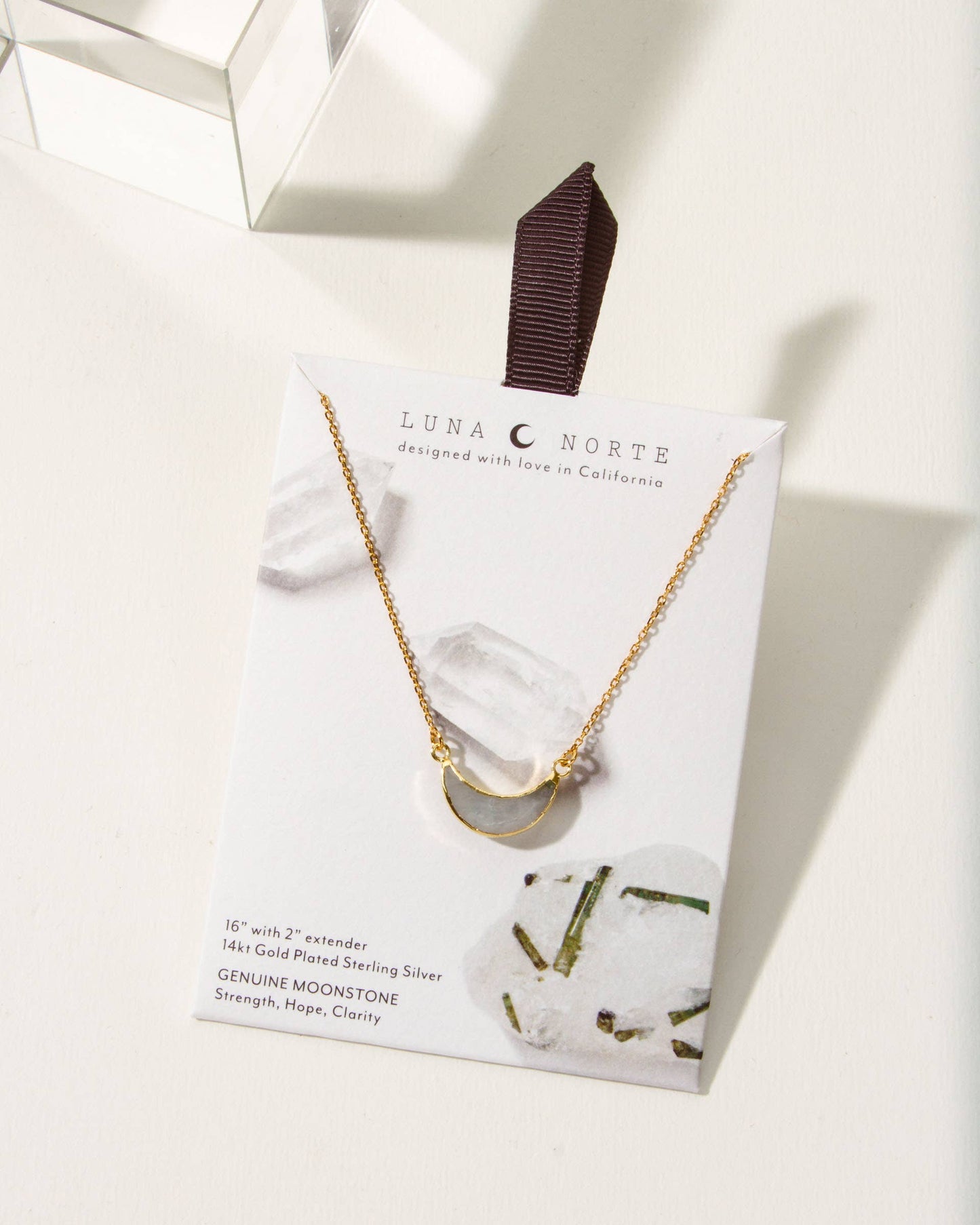 14Kt Sterling Silver Eclipse Necklace - Moonstone: 14k Gold plated Silver