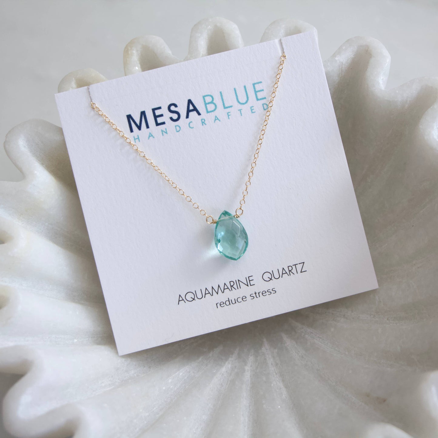 Aquamarine Quartz Necklace - Gold Filled
