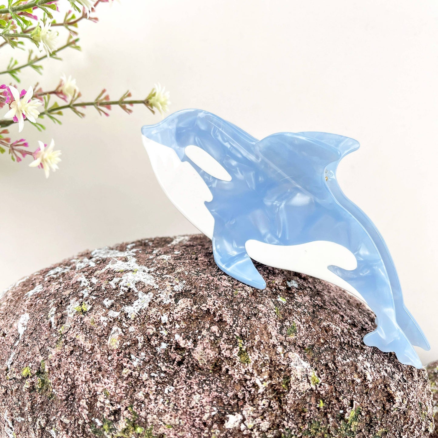 Tiger Shark and Whale Acetate Hair Claw Clip: Whales-blue