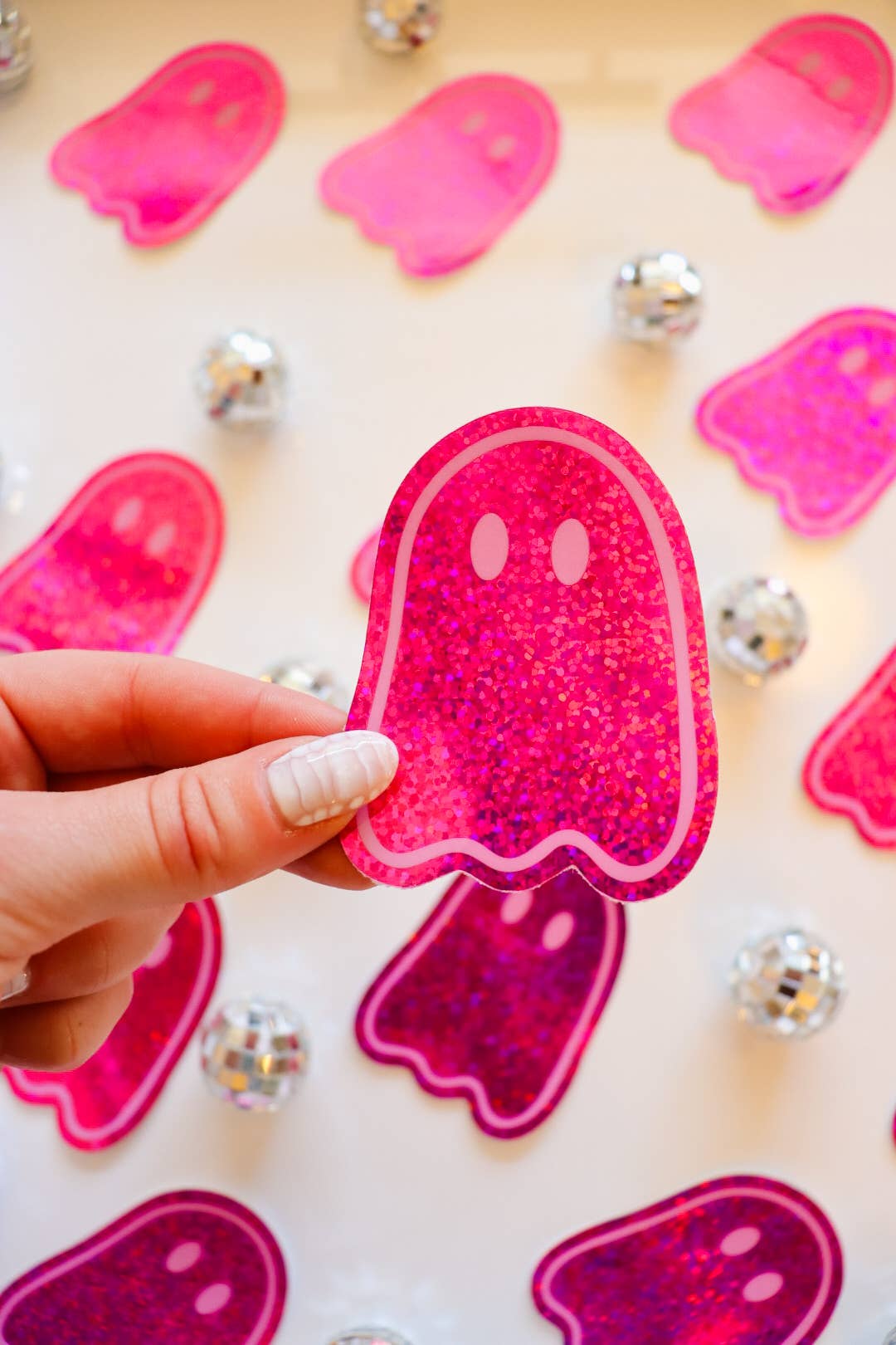 Pink Party Ghost Sticker