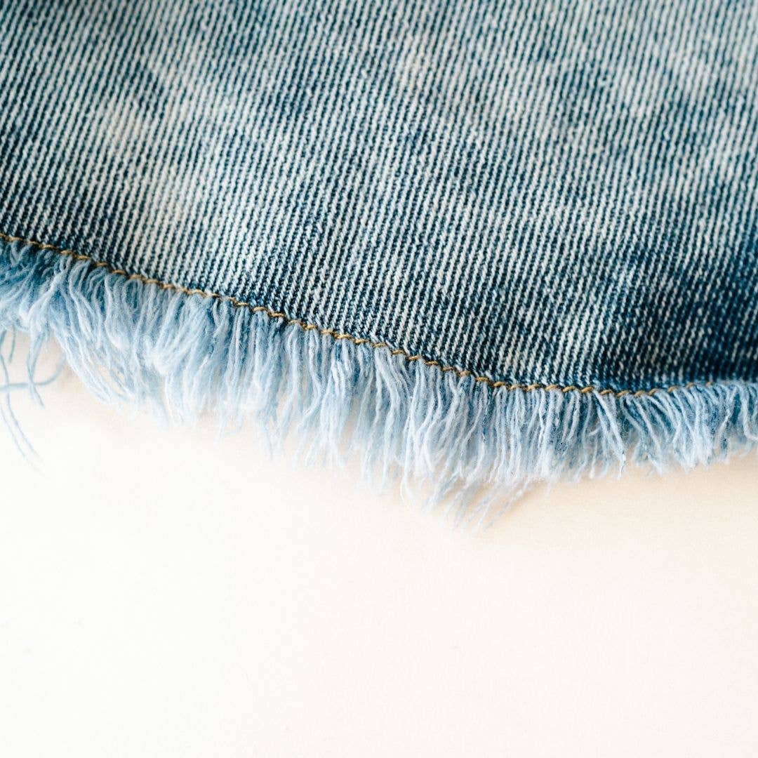Blue Raw Hem Denim Jean Jacket- Adult