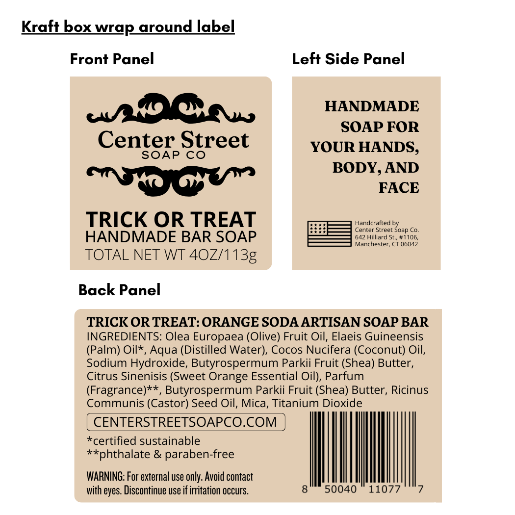 Trick or Treat Cute Halloween Handmade Soap Bar - 4oz