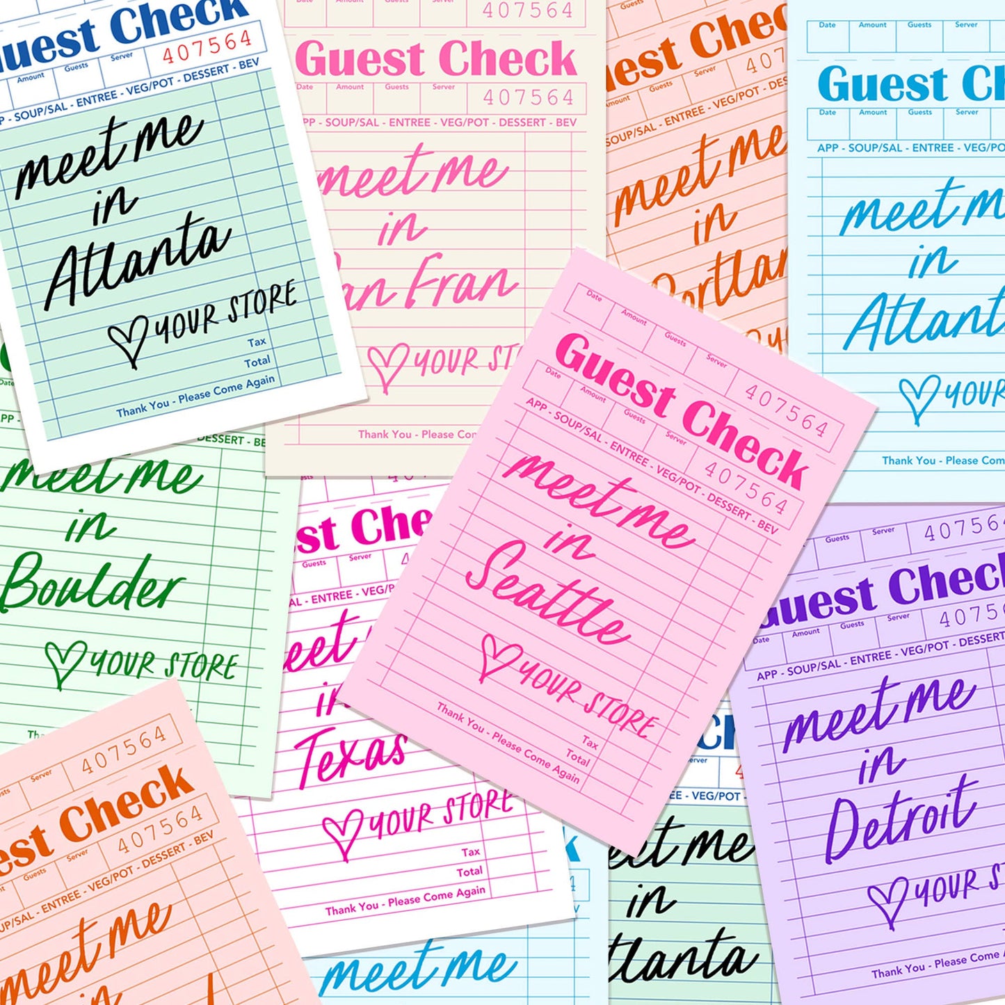 Guest Check Sticker Decal, Custom Sticker: Purple