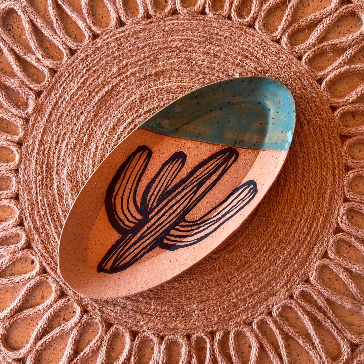 Cacti Oval Trinket Dishes: Prickly Pear/White