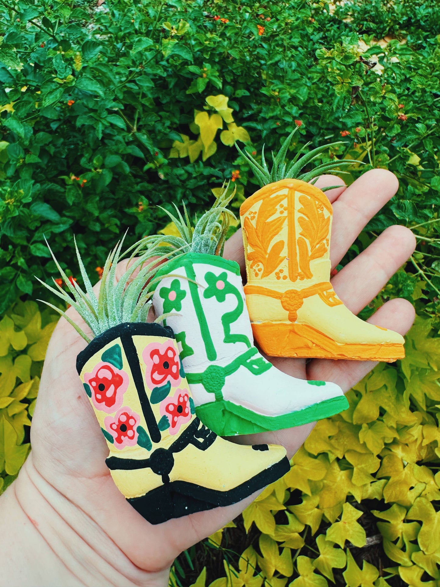 Brown Boot Mini Planter with Air Plant