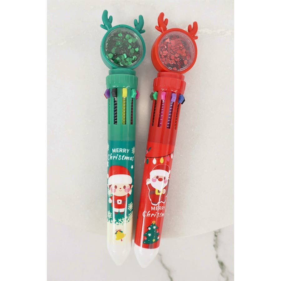 Christmas Reindeer Glitter 10 Color Pen