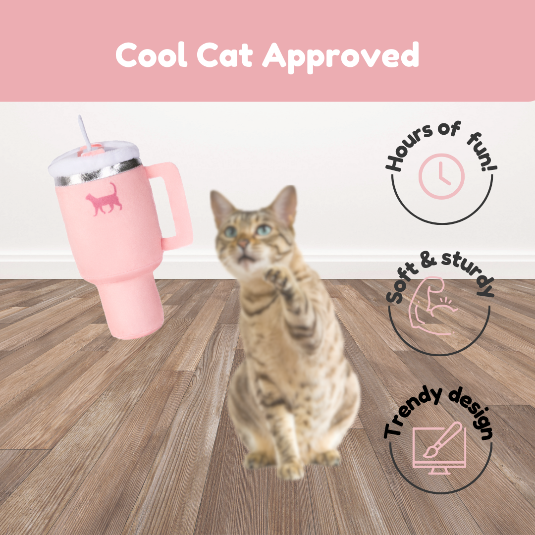 Kitty Cup Cat Tumbler Toy with Catnip & Crinkle Paper: Chambray Blue