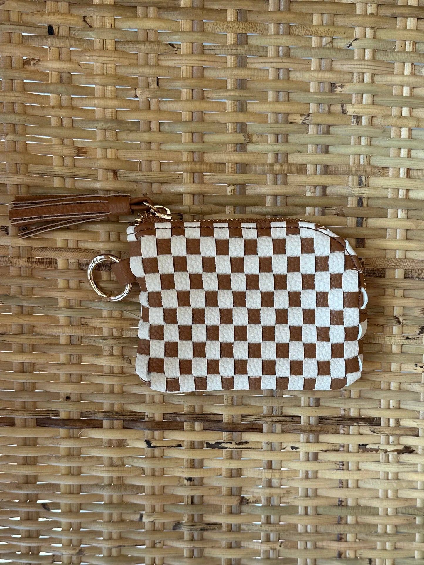 Bailey Checkered Keychain Wallet: Black Plaid
