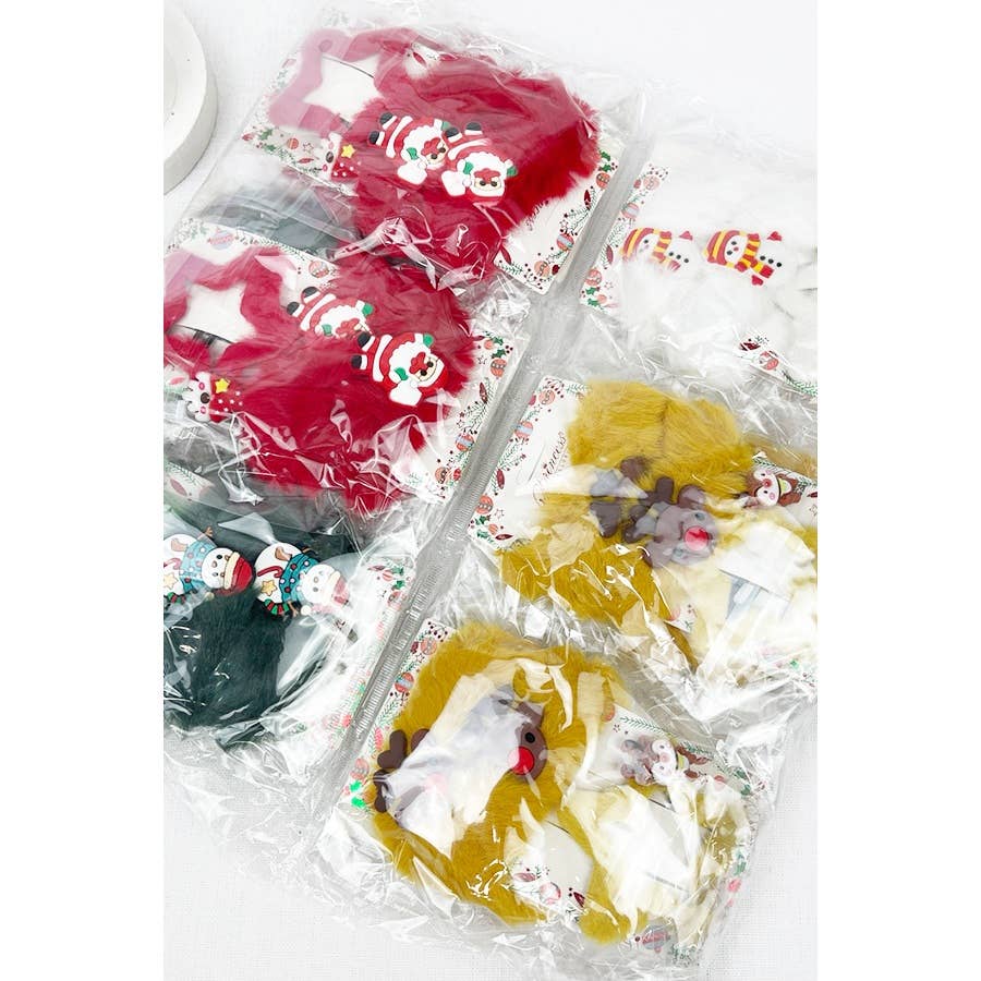 Christmas Character Fur Hair Pin and Scrunchie Set