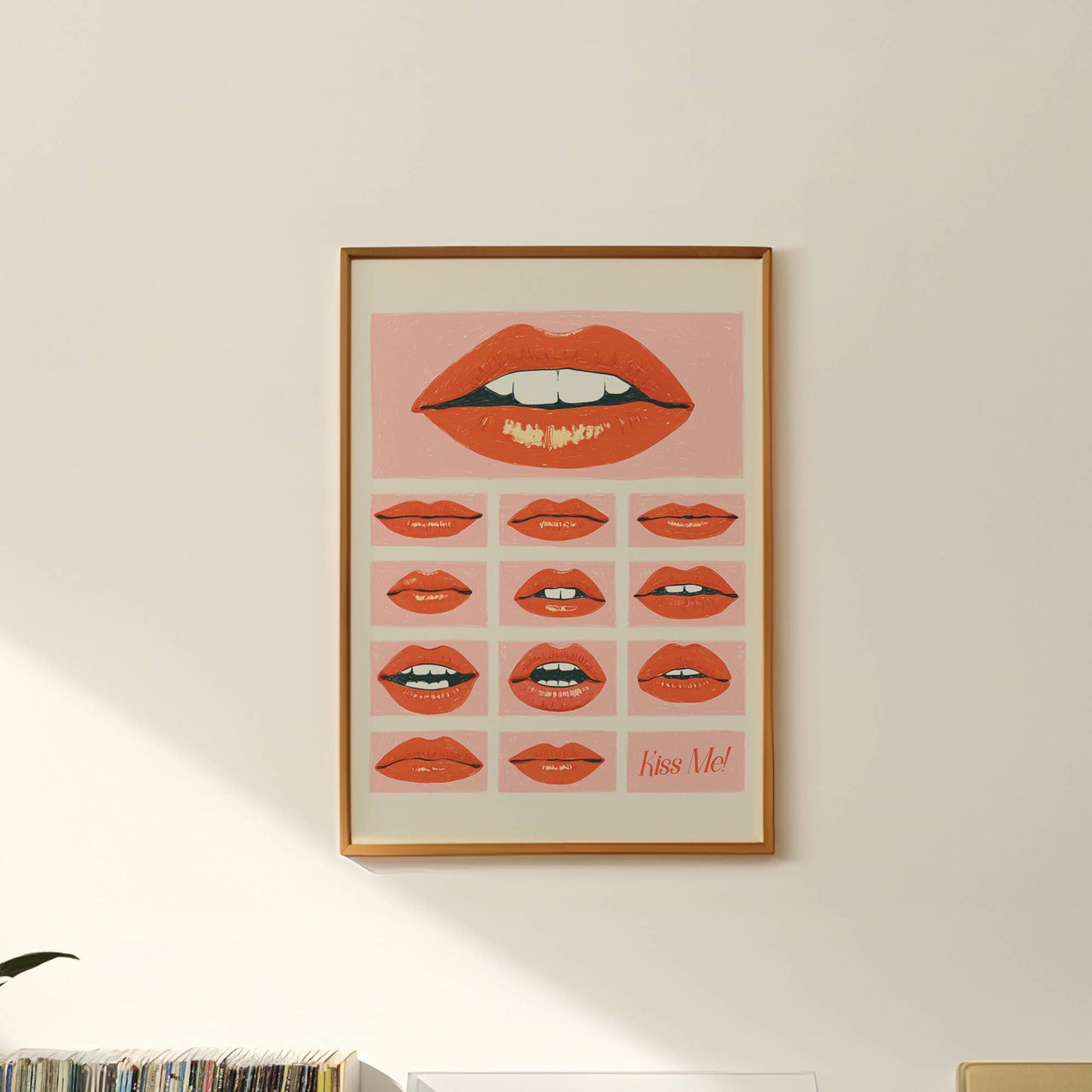 Kiss Me! 1970's Inspired Lips Art Print: 8x10