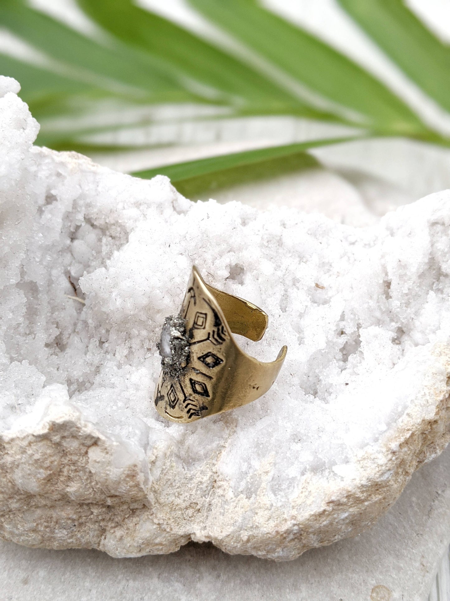 Sweet Magnolias' Boho Adjustable Moonstone Ring | Raw Stone