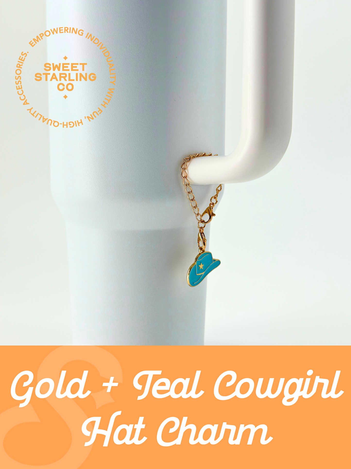 Gold + Teal Cowgirl Hat Charm