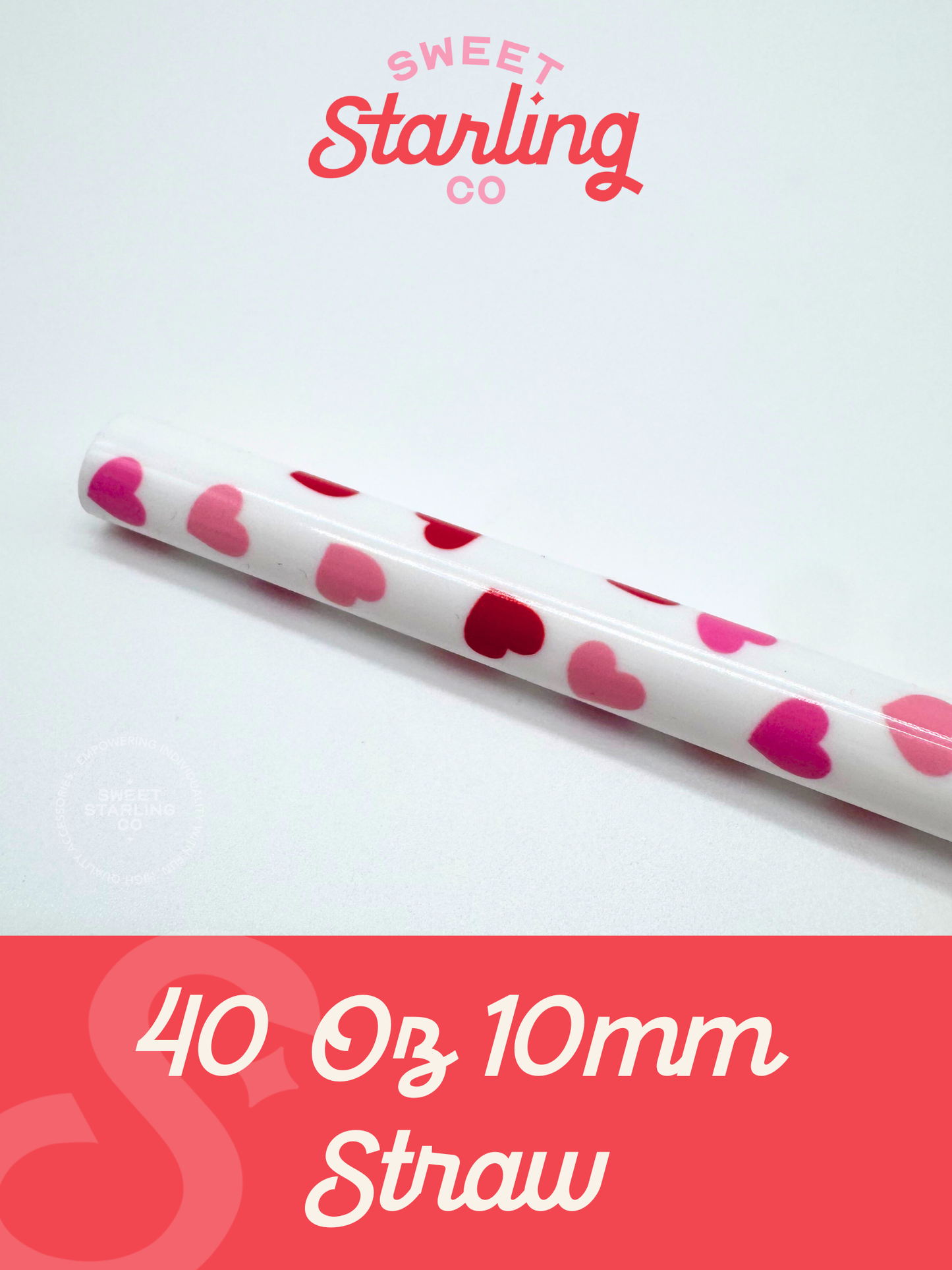 Valentines Hearts 40 oz Reusable Straw- Wide Fit