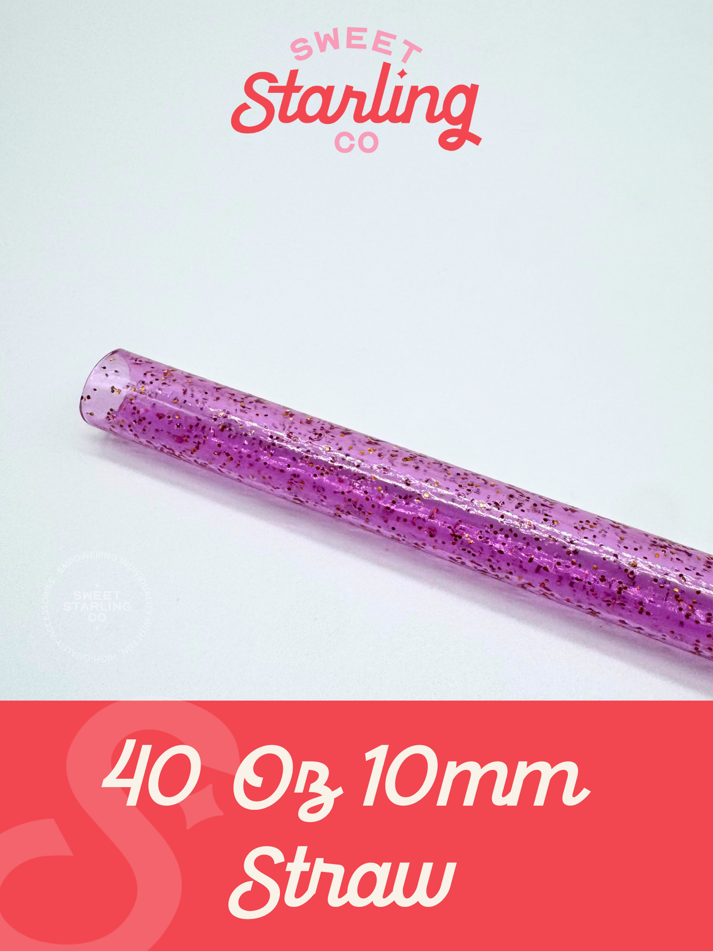 Purple Glitter 40 oz Reusable Straw- Wide Fit