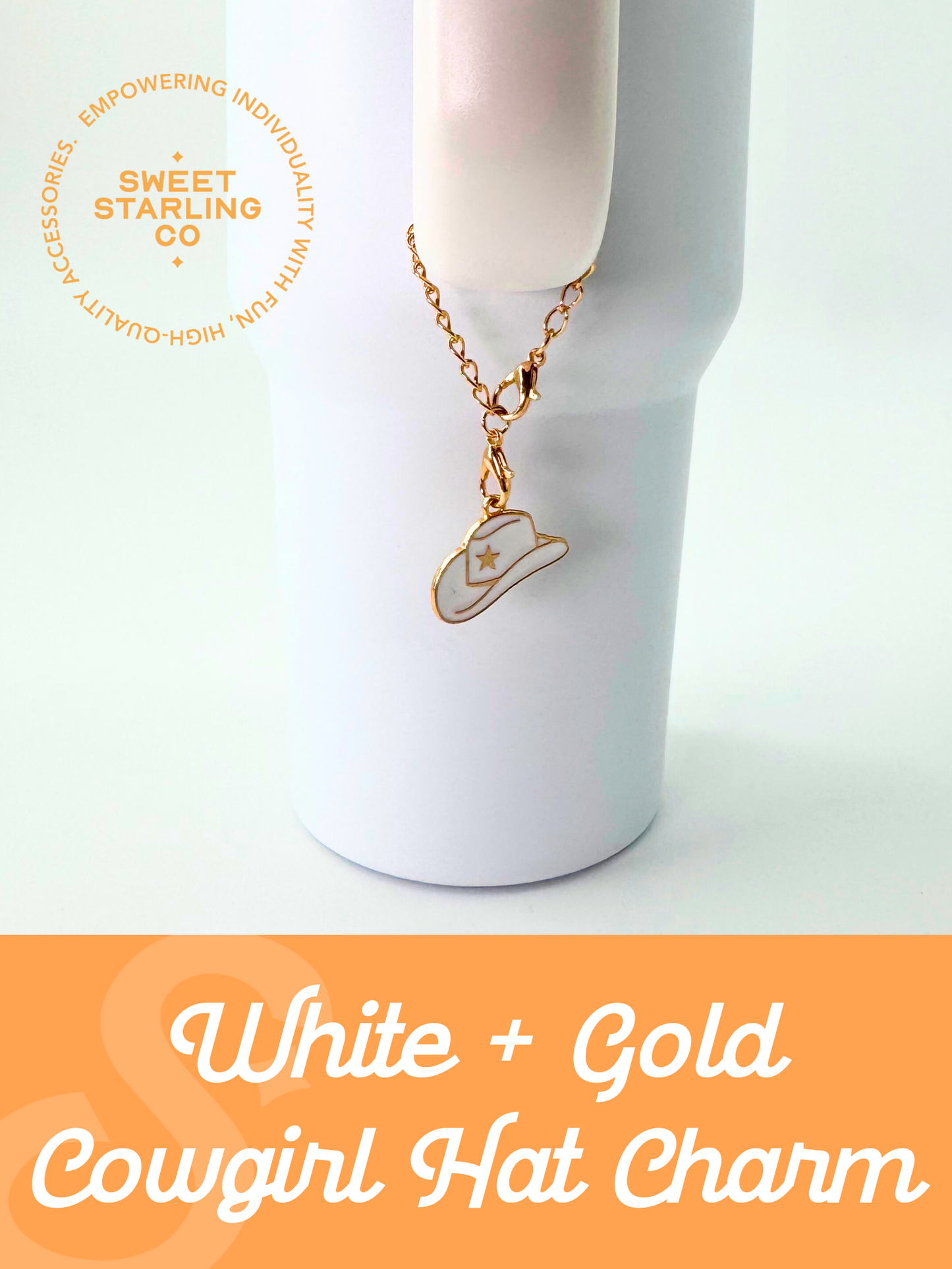 Gold + White Cowgirl Hat Charm