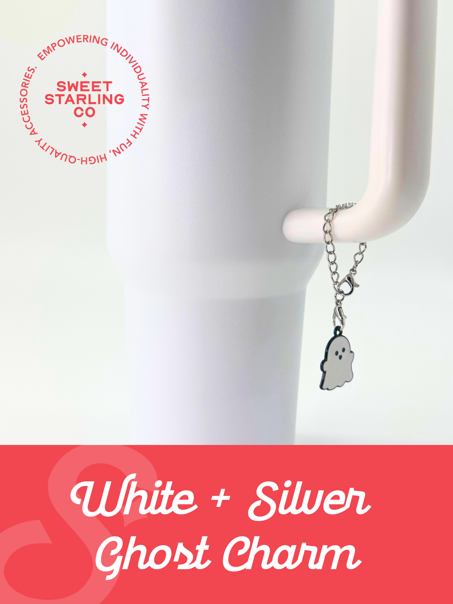 Silver + White Ghost Charm