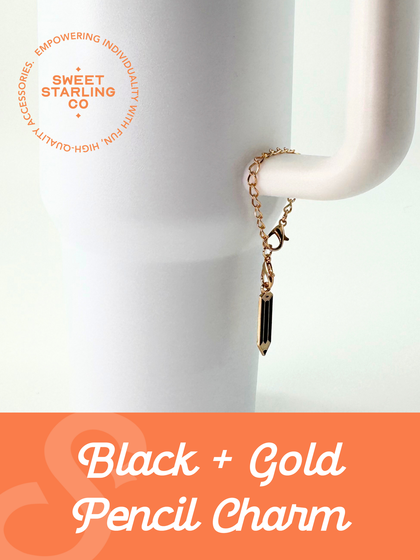 Gold + Black Pencil Charm