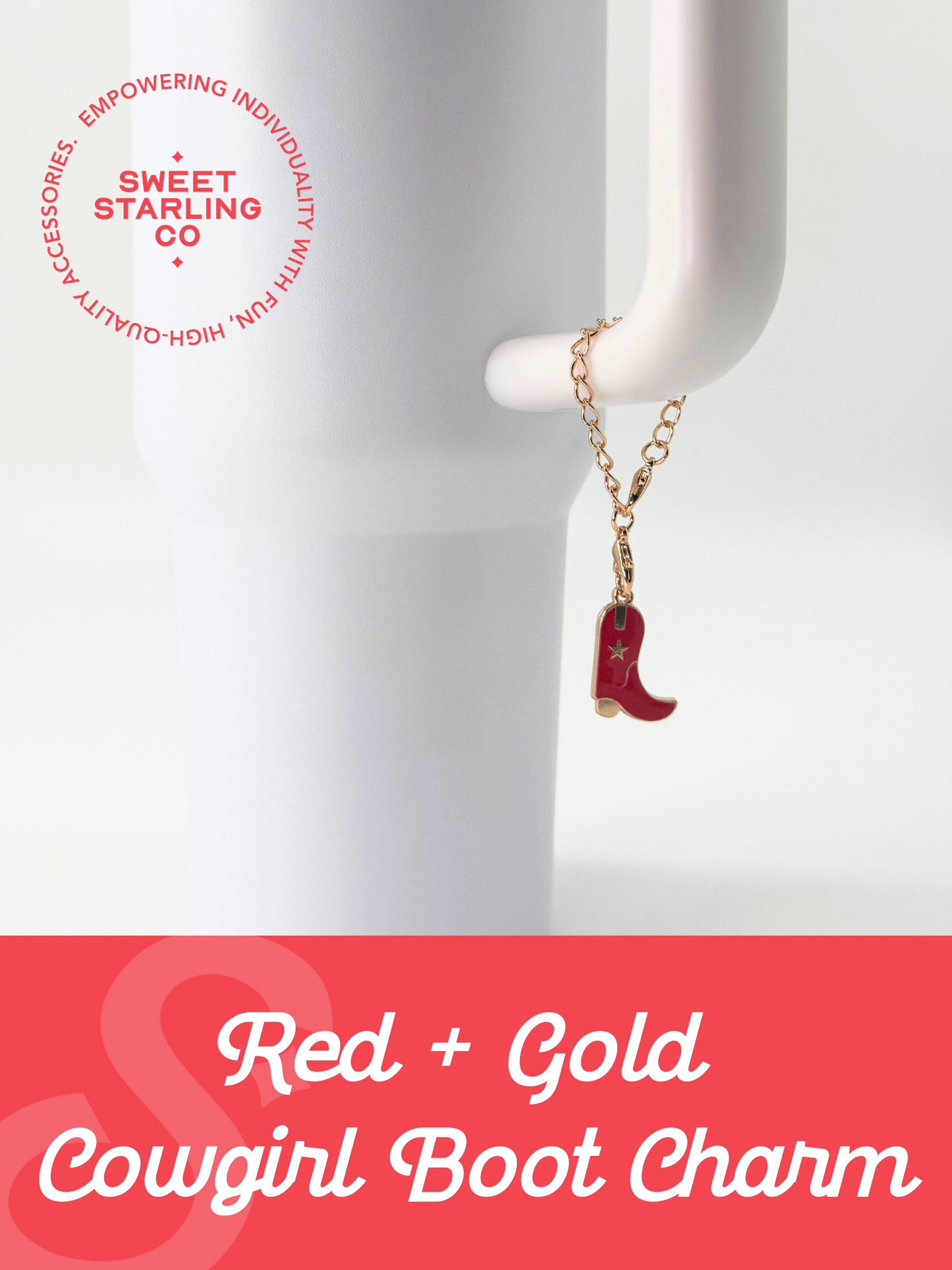 Gold + Red Cowgirl Boot Charm