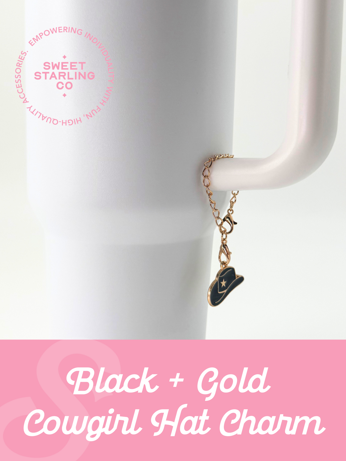 Black + Gold Cowgirl Hat Charm