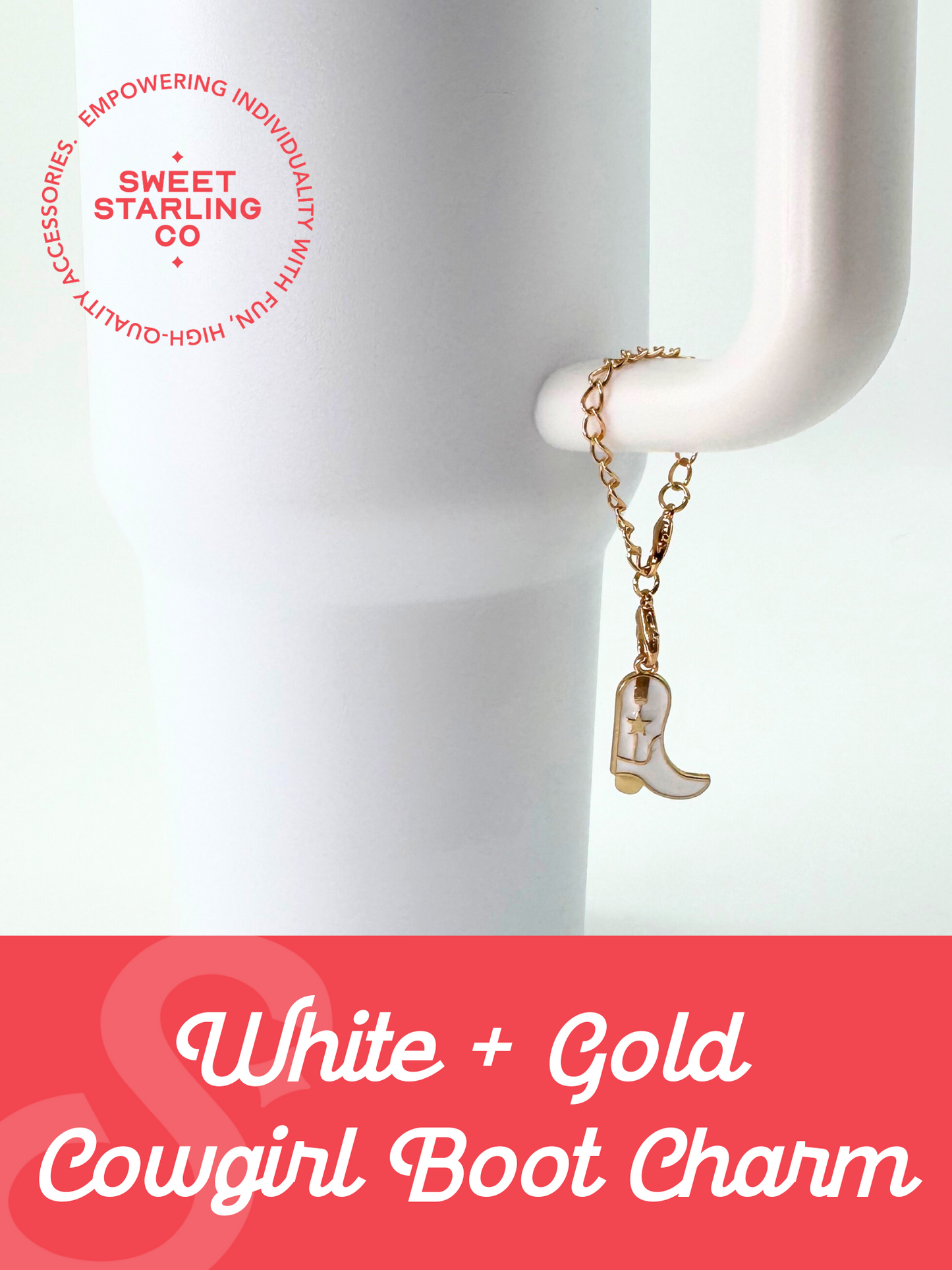 Gold + White Cowgirl Boot Charm