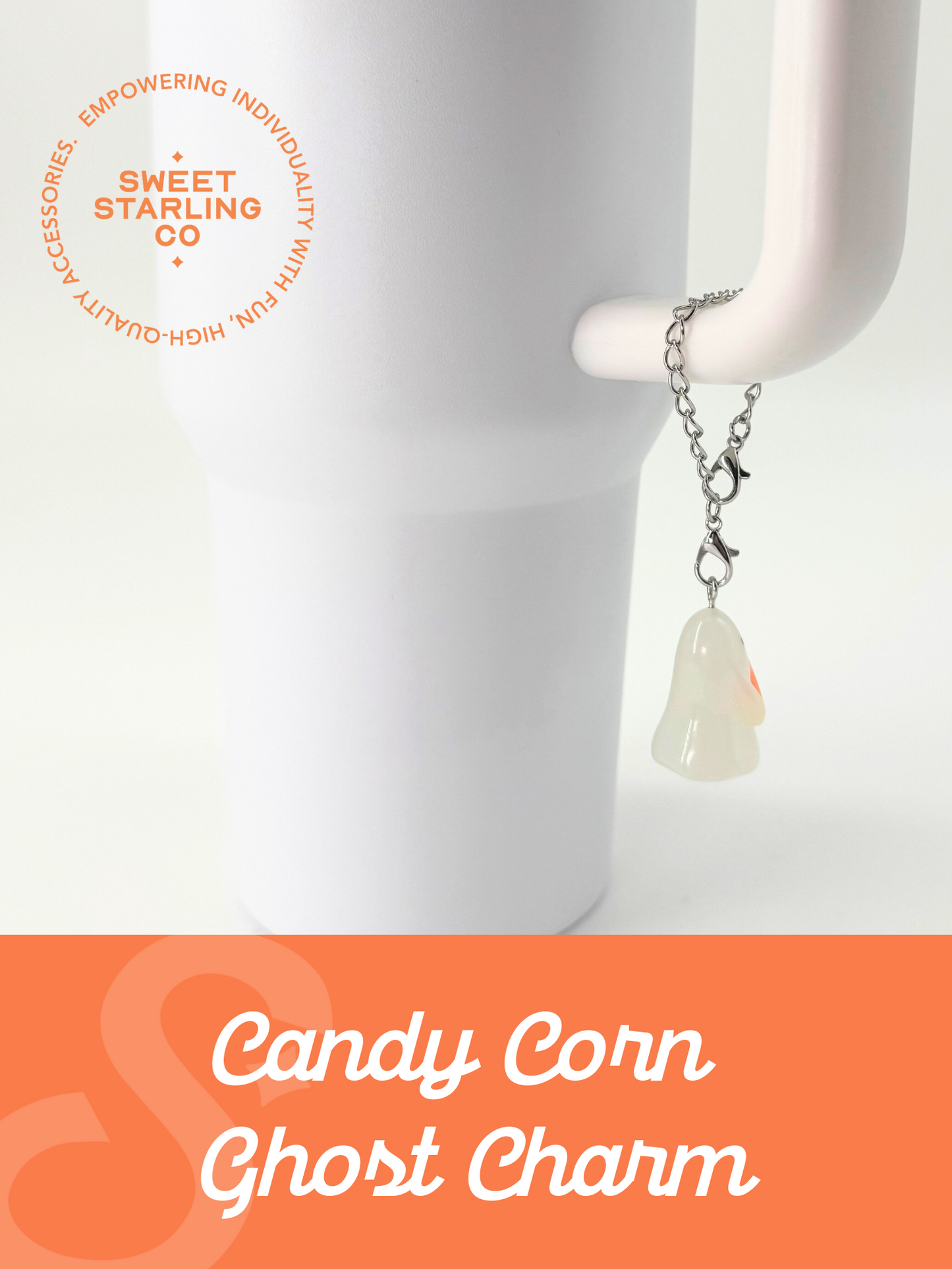 Candy Corn Ghost Charm