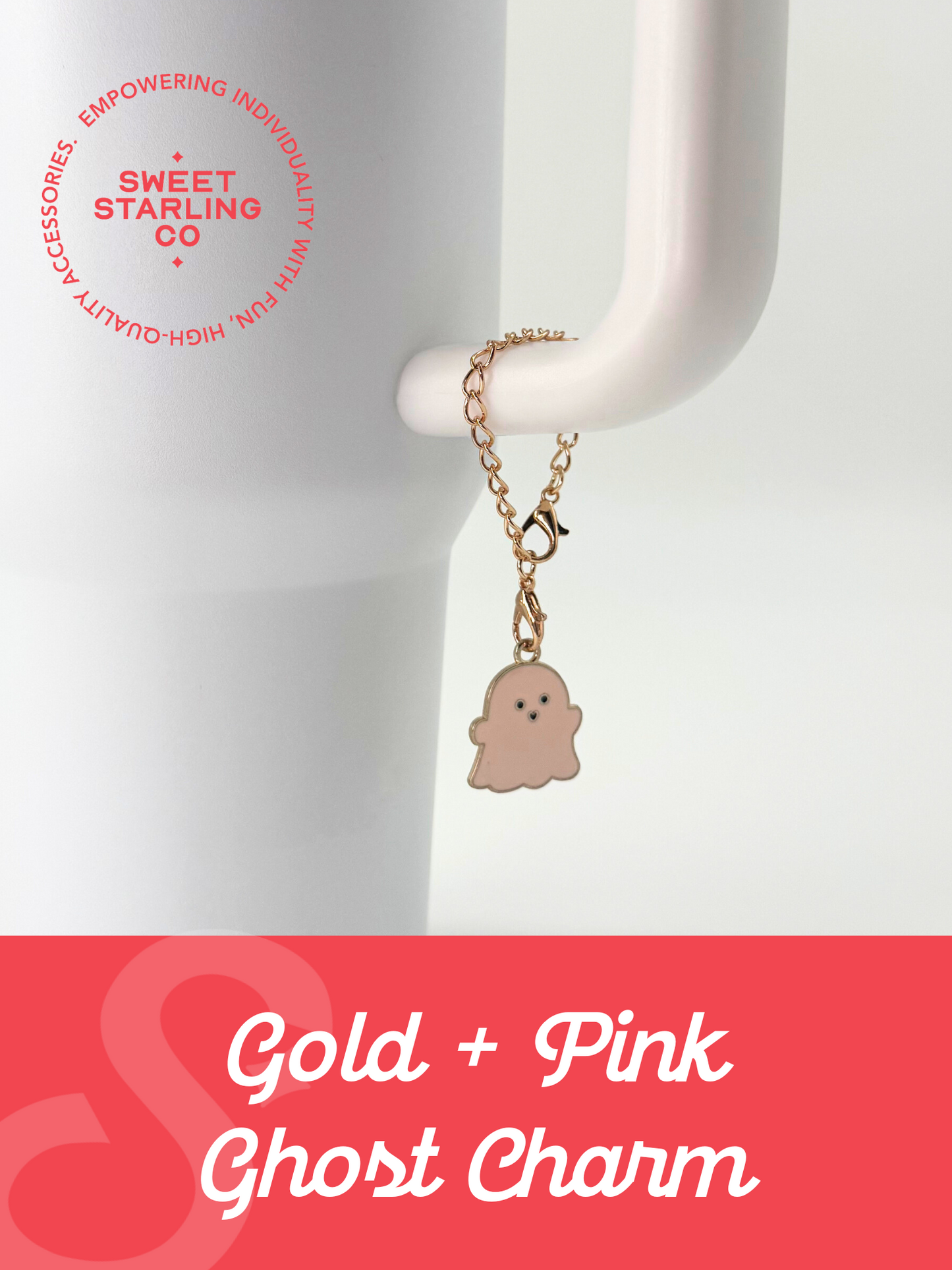 Gold + Pink Ghost Charm