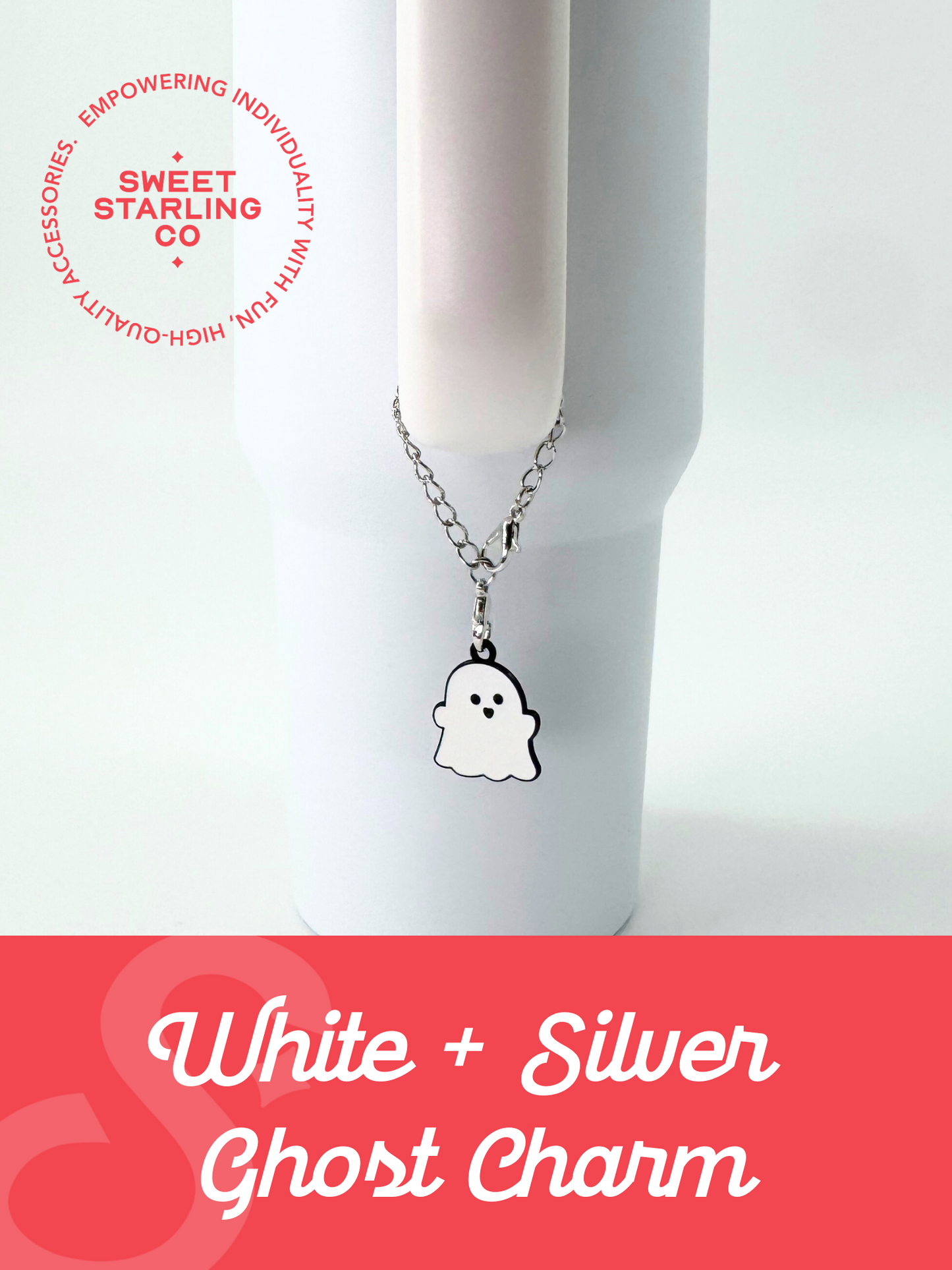 Silver + White Ghost Charm