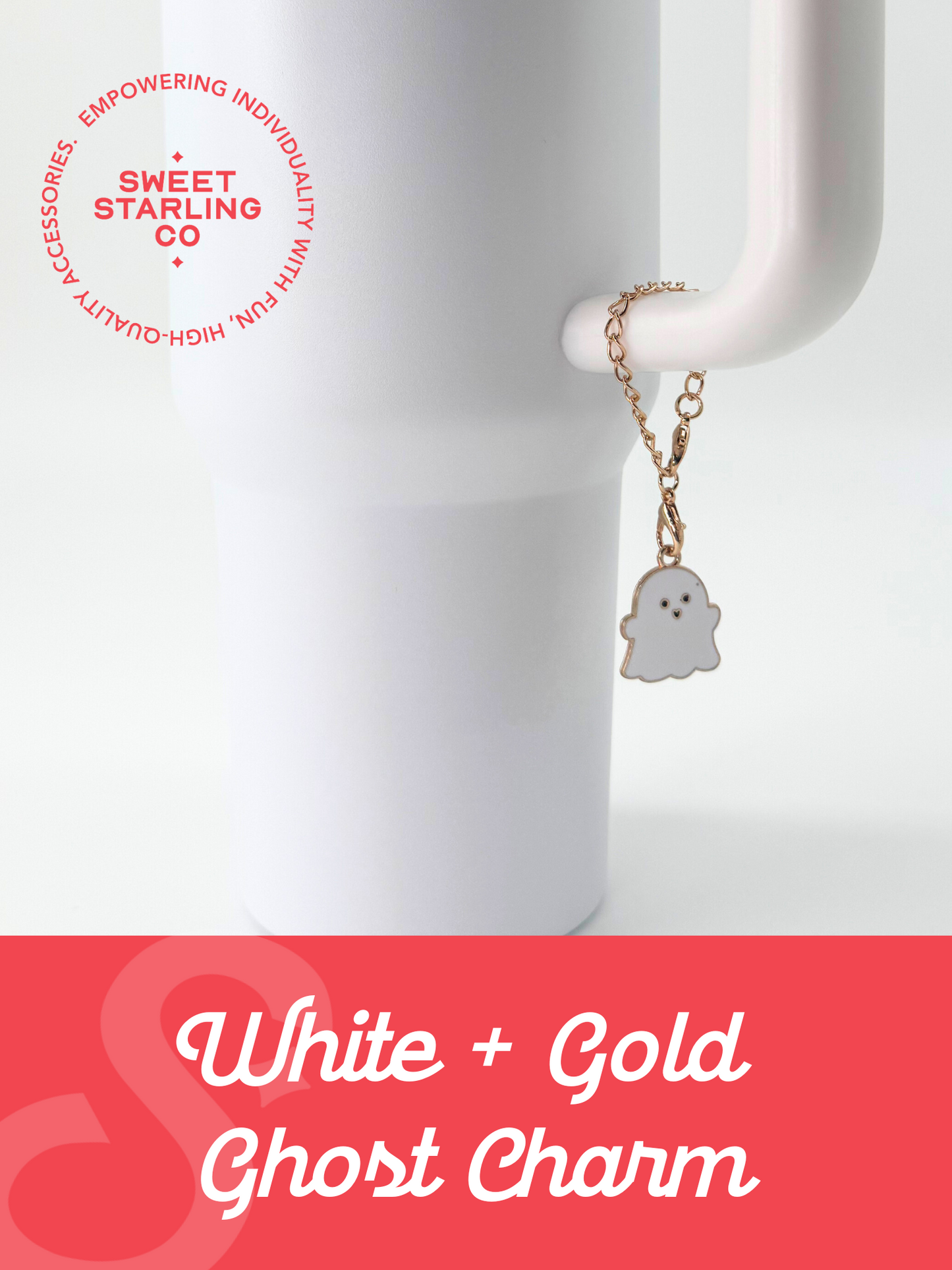 Gold + White Ghost Charm