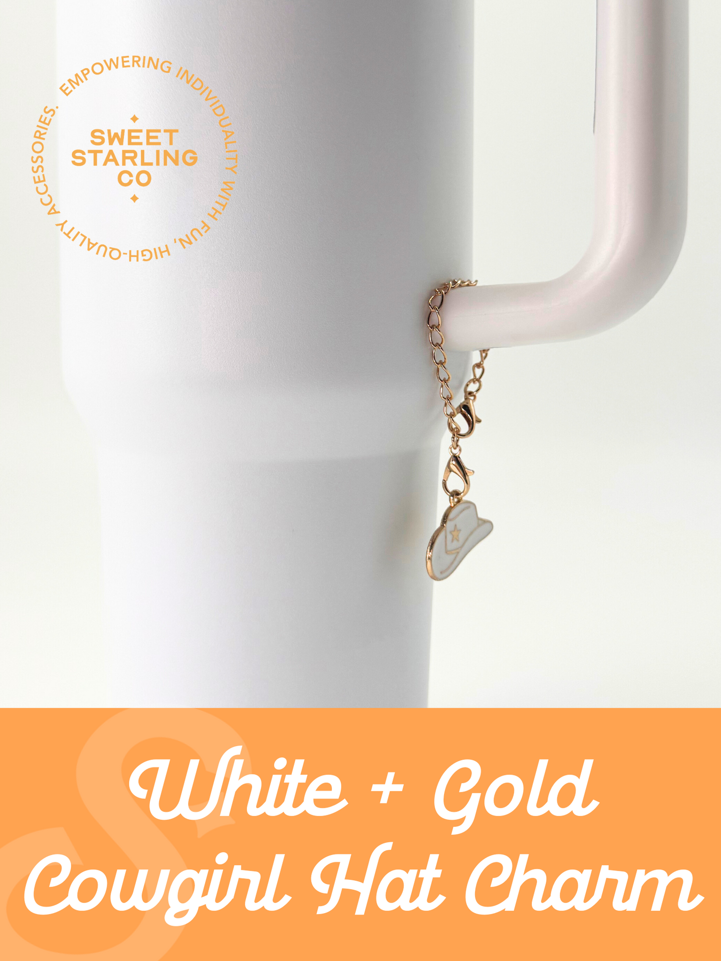 Gold + White Cowgirl Hat Charm