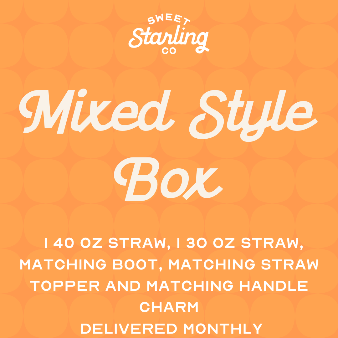 Mixed Style Box Subscription: Straws + Boot + Straw Topper + Handle Charm