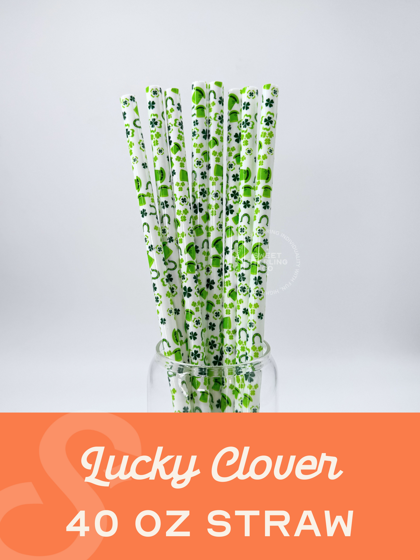 Lucky Clovers 40 oz Reusable Straws- Wide Fit