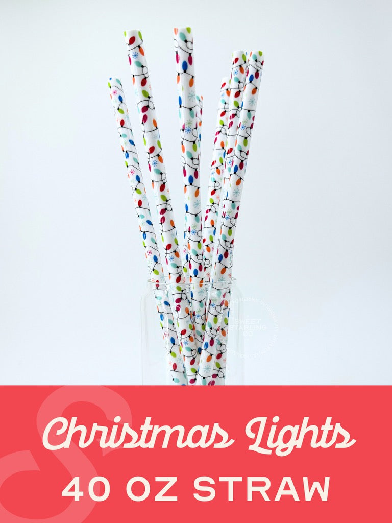 Christmas Lights 40 oz Reusable Straws- Wide Fit