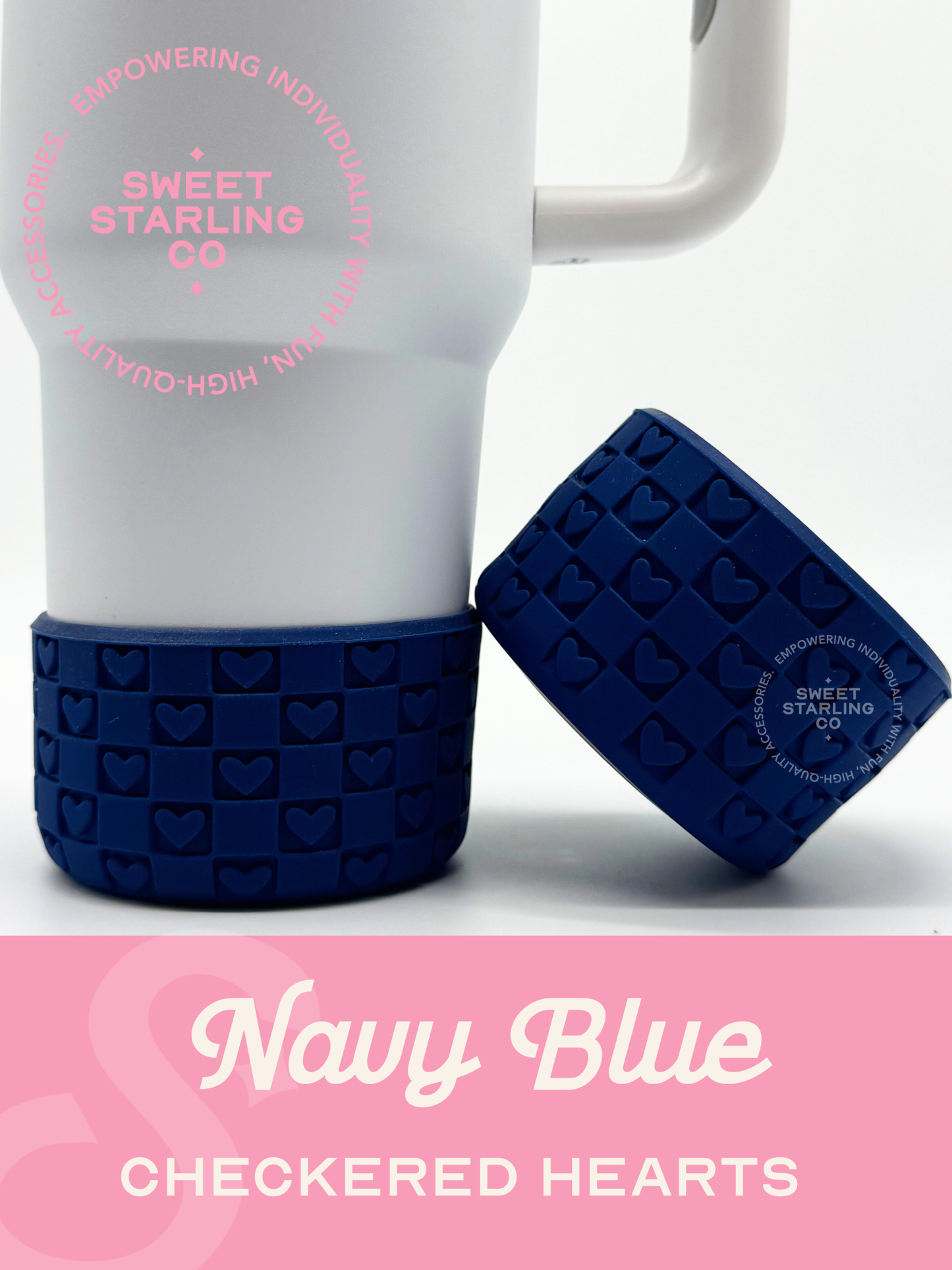 Checkered Hearts Tumbler Boots: Navy Blue