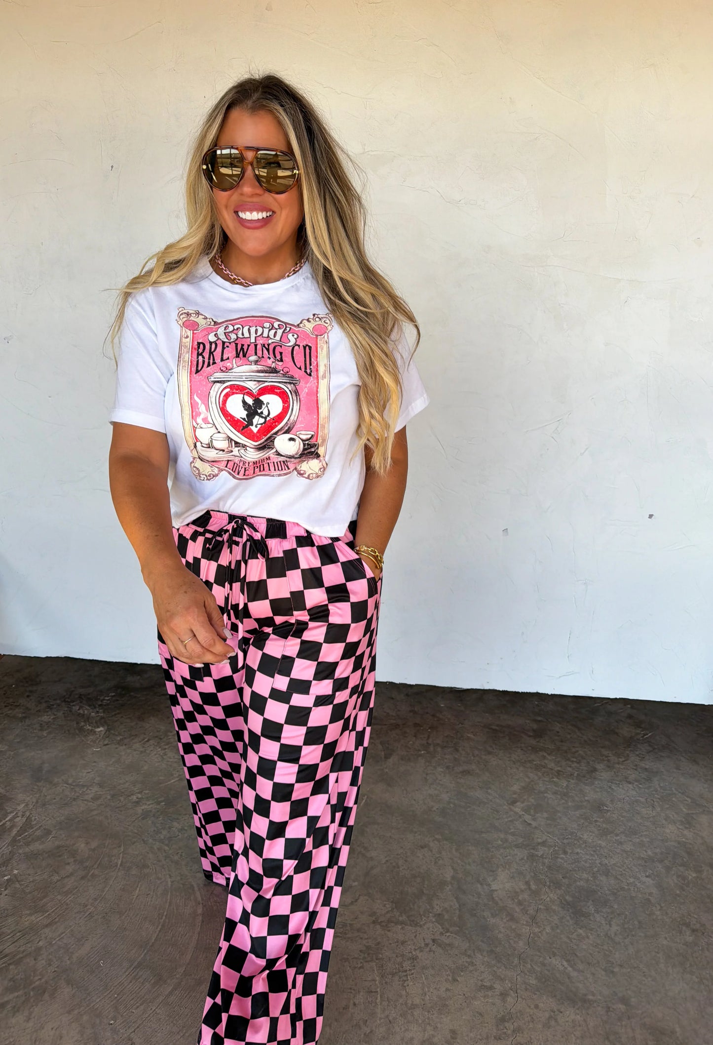 Haddie Wide Leg Pant- Checkers