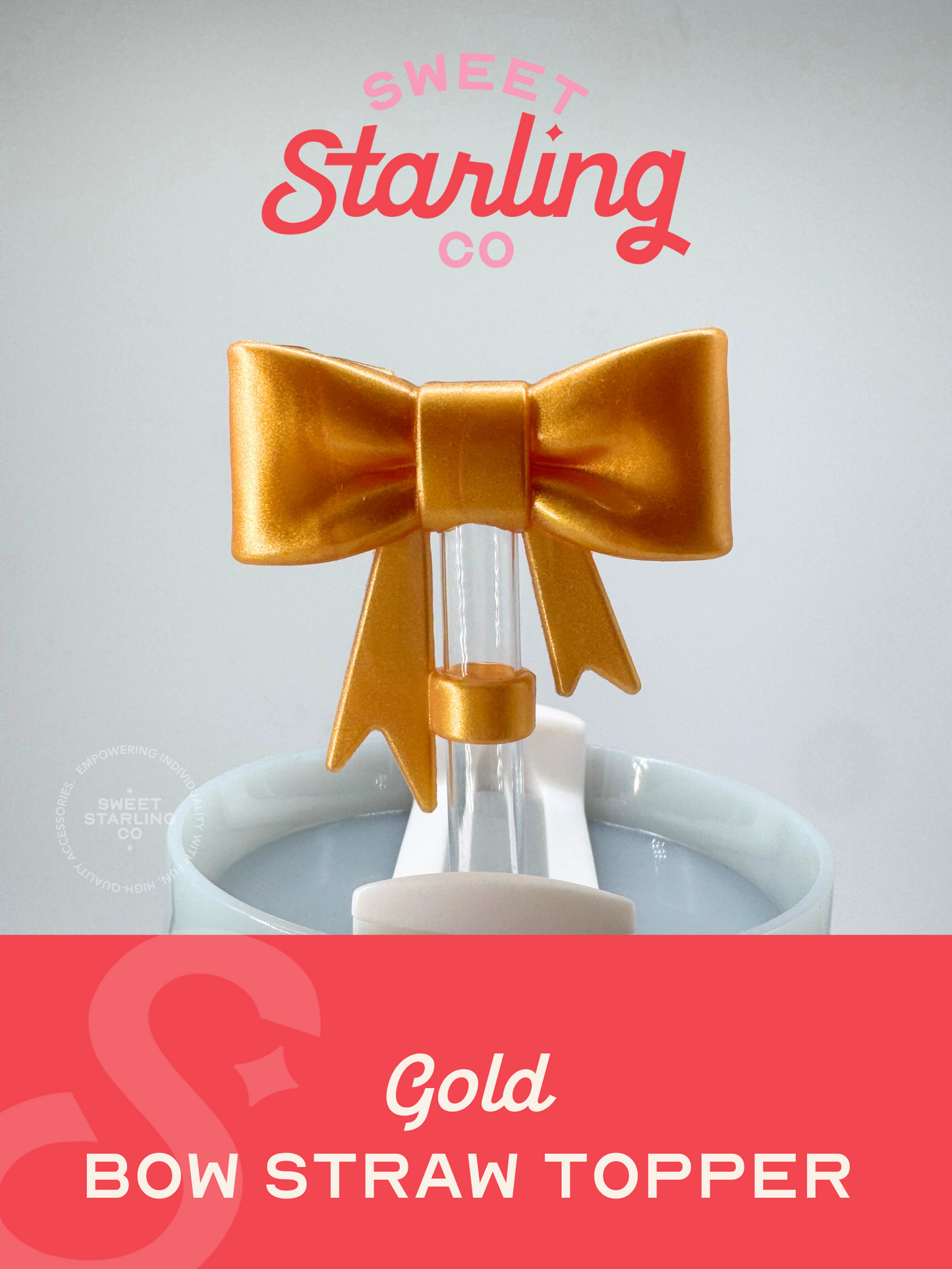 Bow Straw Topper- Gold