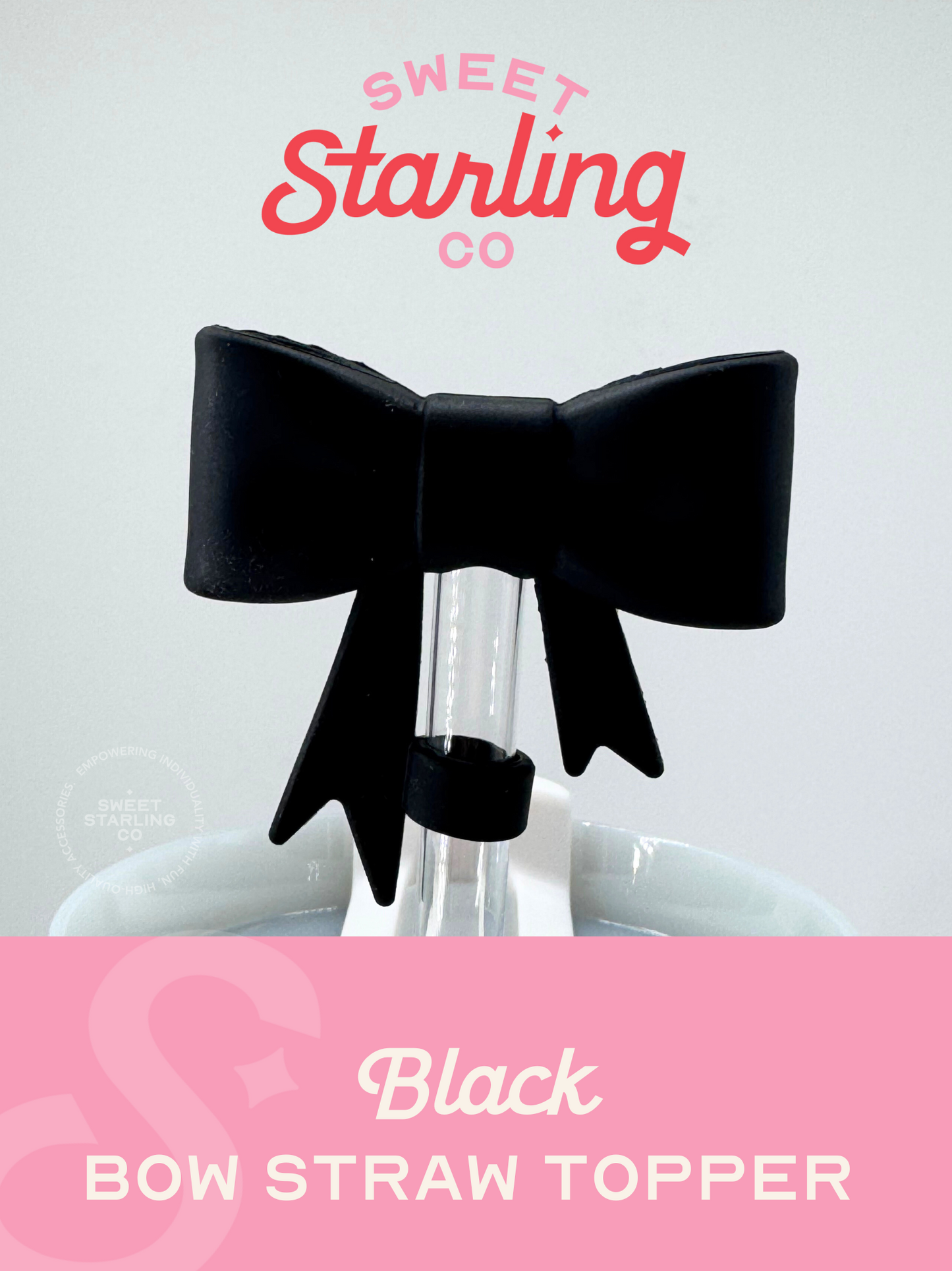 Bow Straw Topper- Black